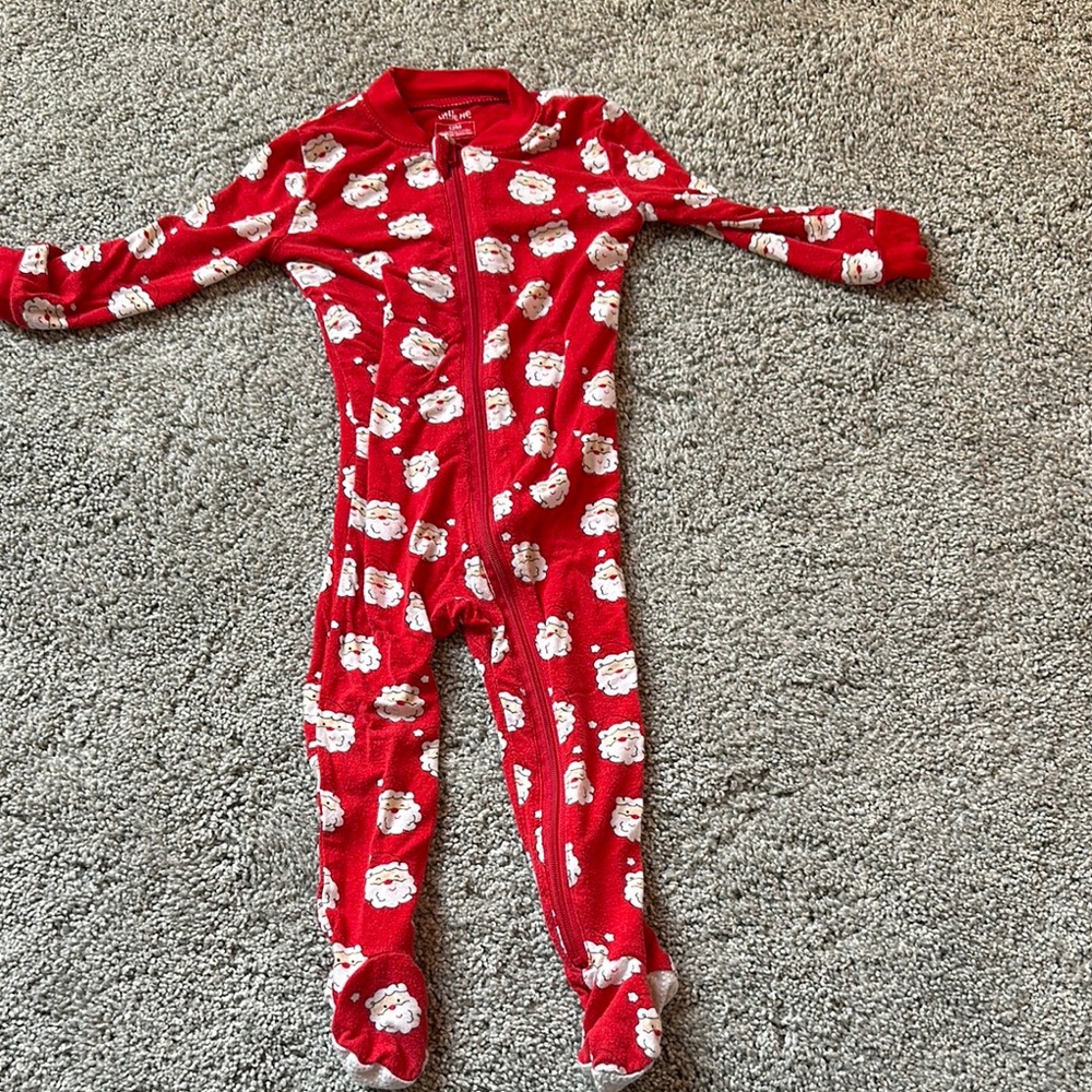 Red Santa Print Kids One Piece
